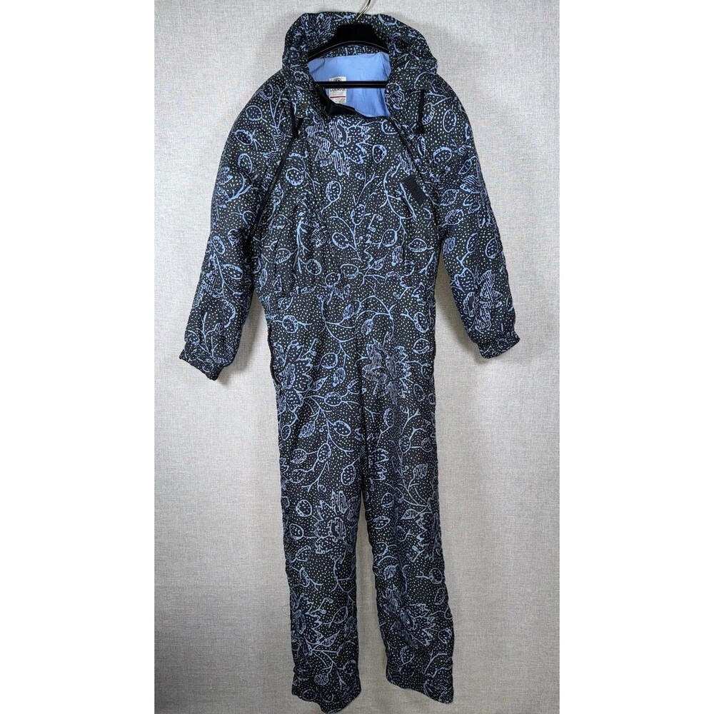 Vintage 1980s 80s One Piece Colmar Ski Suit Italy Blue Floral Paisley Womens L